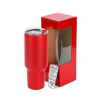 Red 40 oz. powder coated tumbler with its gift box