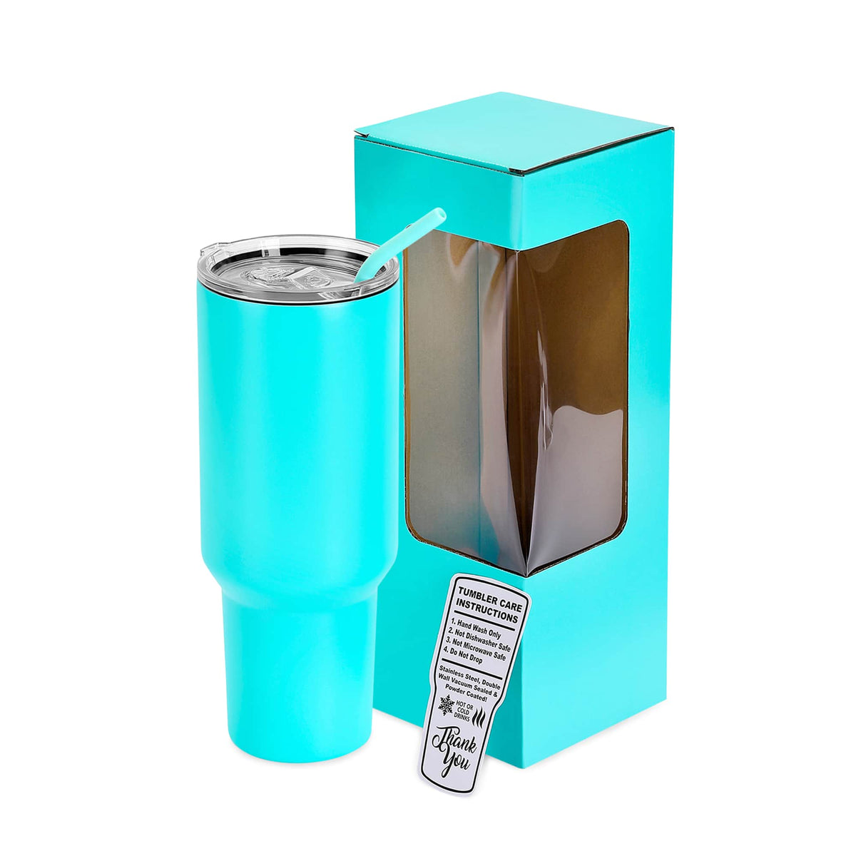Teal 40 oz. powder coated tumbler with its gift box