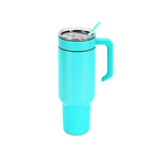 Teal 40 oz. tumbler with a matching twist-on handle