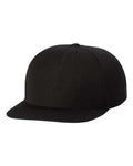 Black YP 5089M five-panel high-profile flat bill snapback — custom patch team hat