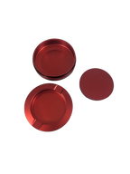 Red aluminum dip can with a screw-on lid