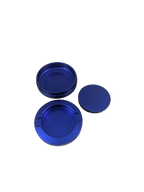 Blue aluminum dip can with a screw-on lid