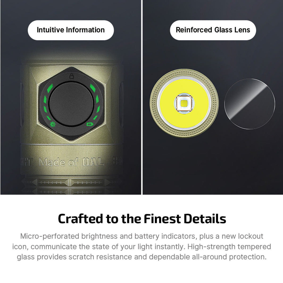 Baton Ultra battery indicator and reinforced glass lens