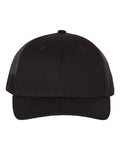 Black Richardson 112Y youth trucker cap with mesh back — custom patch kids hat