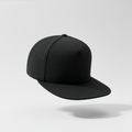 Black P5 Flat five-panel flat bill snapback — custom patch streetwear hat by Anyrope