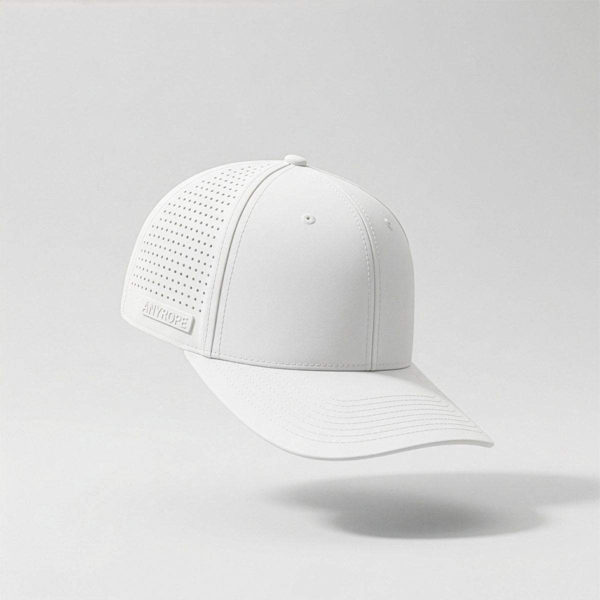 White Lux six-panel snapback — custom patch corporate gift cap by Anyrope