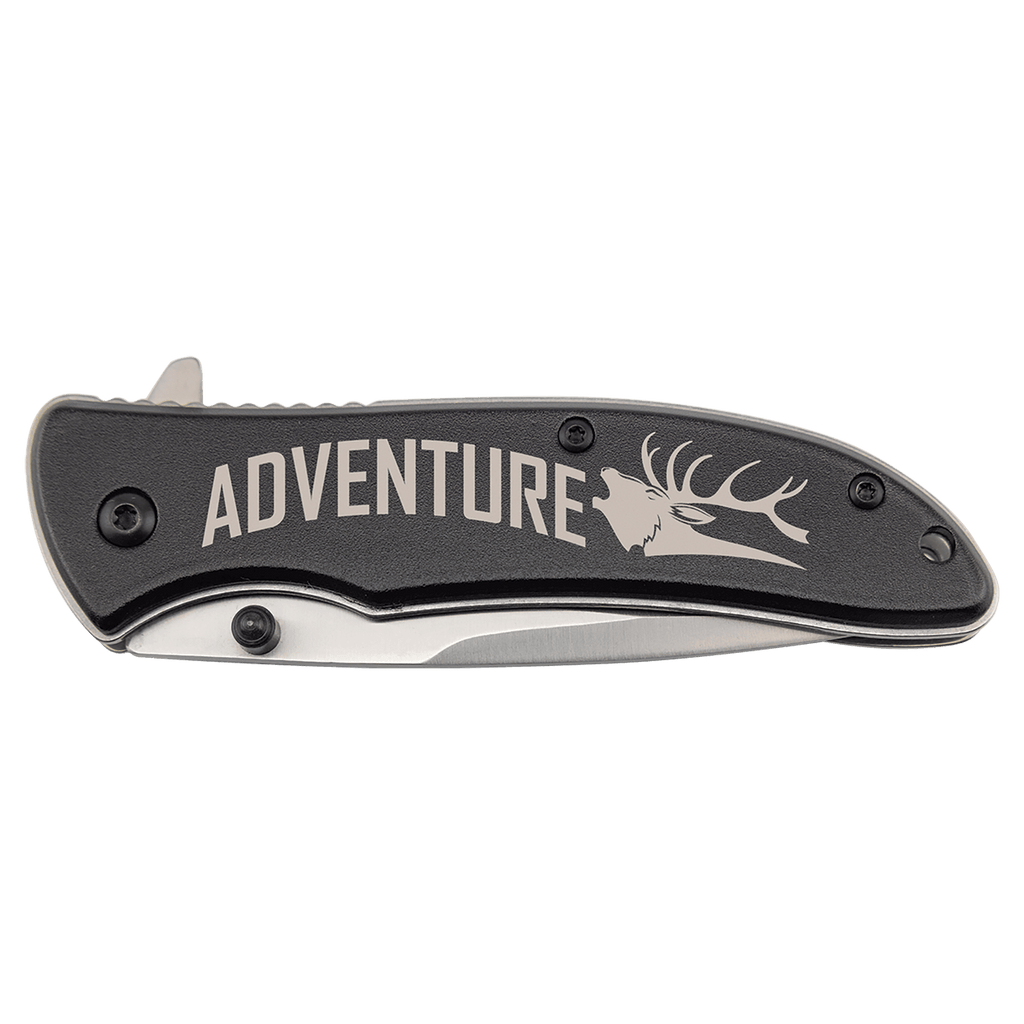 Black everyday carry pocket knife with anodized aluminum handle