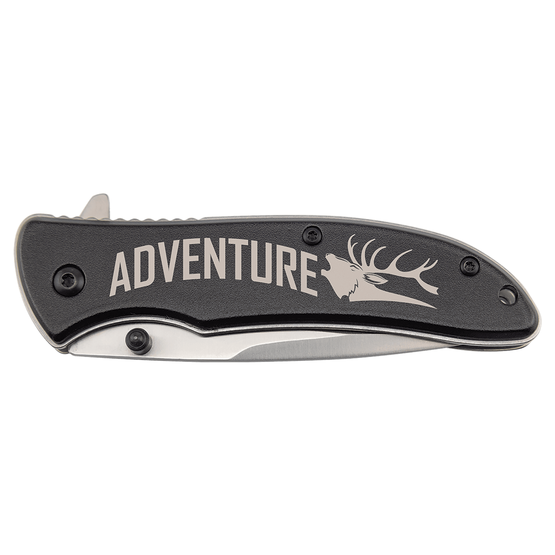 Black everyday carry pocket knife with anodized aluminum handle