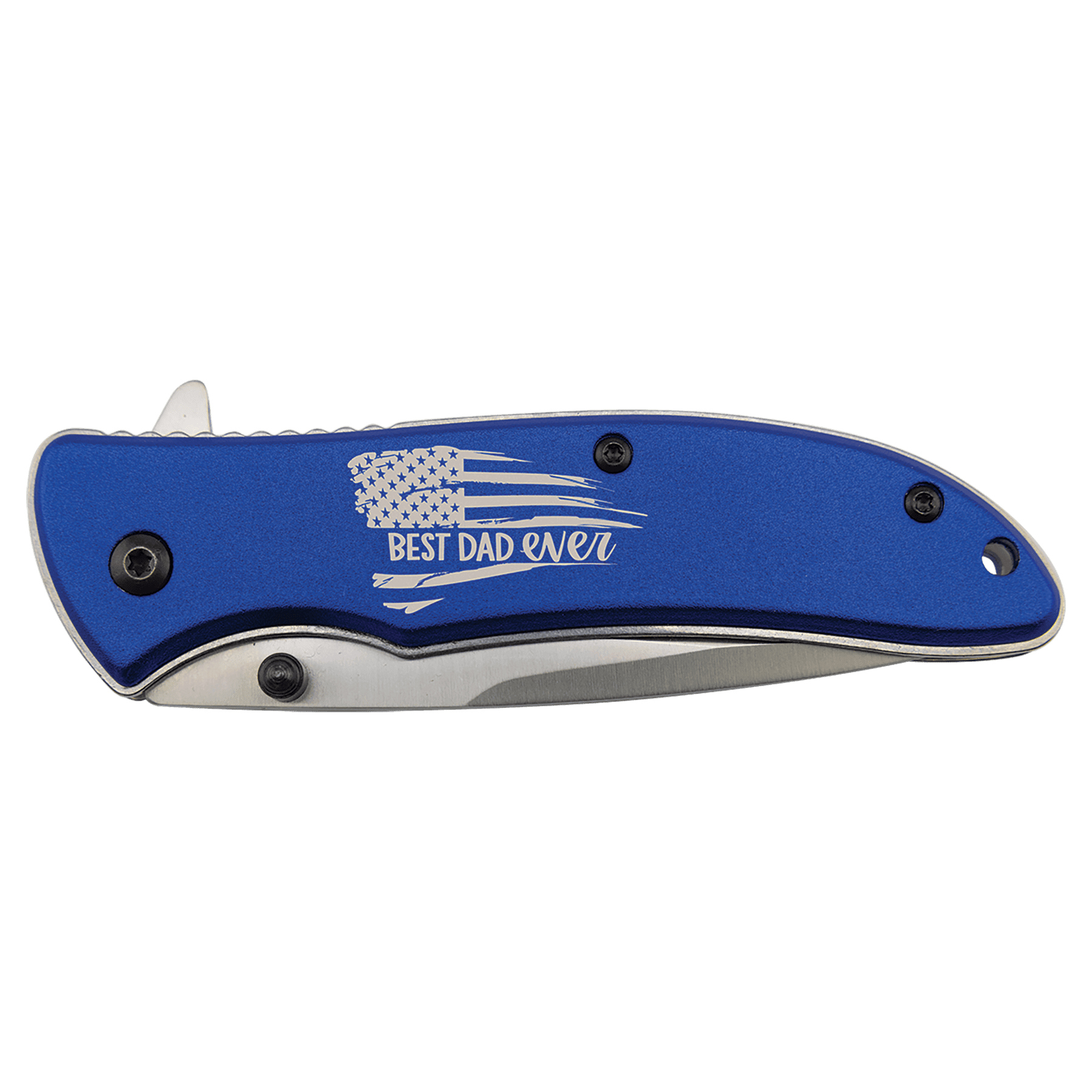 Blue everyday carry pocket knife with anodized aluminum handle