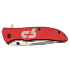Red everyday carry pocket knife with anodized aluminum handle