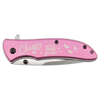Pink everyday carry pocket knife with anodized aluminum handle