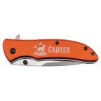 Orange everyday carry pocket knife with anodized aluminum handle