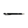 Black soft touch stylus pen with chrome accents and stylus tip