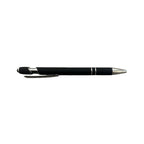 Black soft touch stylus pen with chrome accents and stylus tip