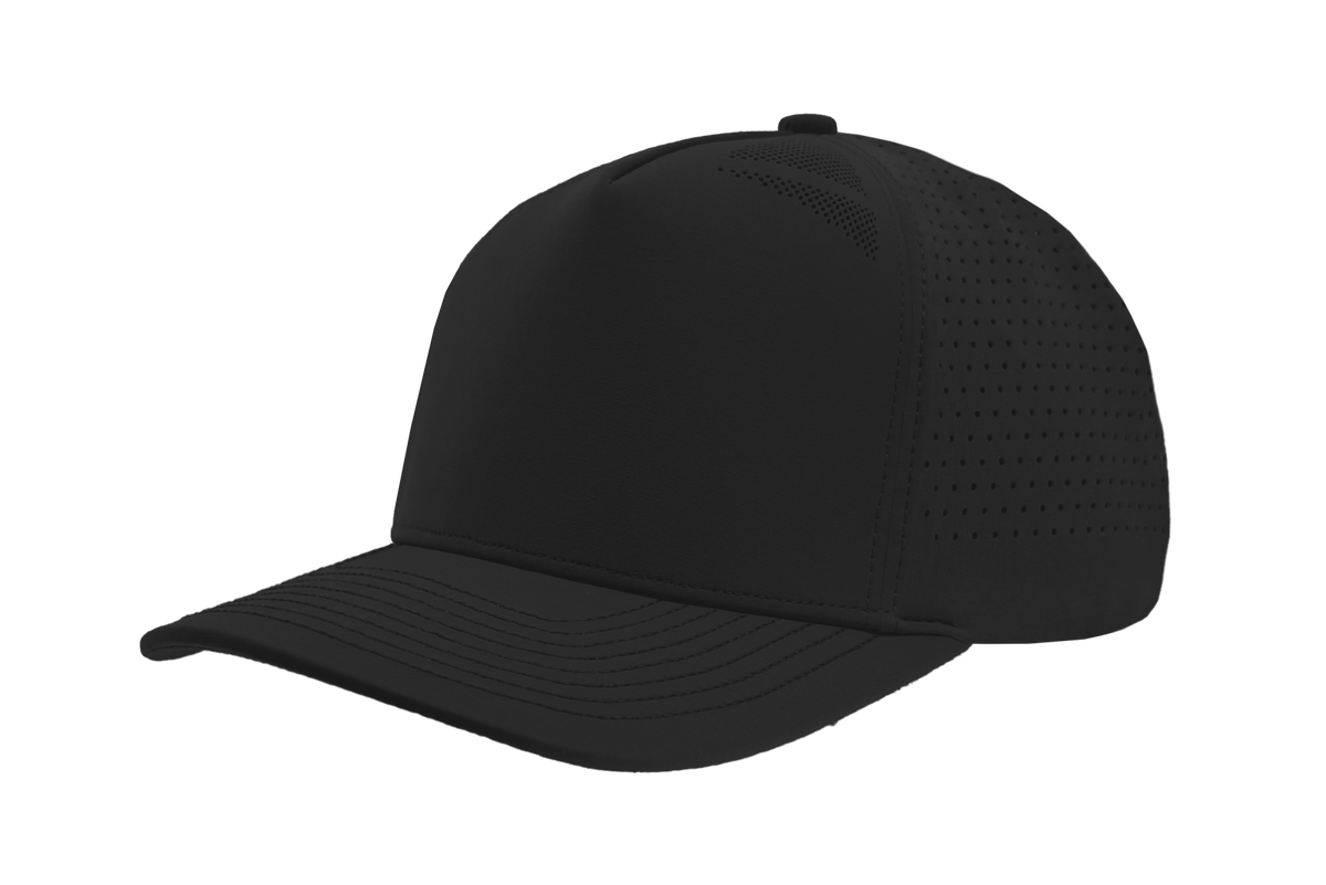 Black Blackhawk Elite five-panel performance cap — custom patch corporate gift hat