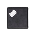 Black leatherette coaster with a built-in bottle opener