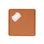 Rawhide leatherette coaster with a built-in bottle opener