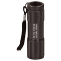 Black anodized aluminum 9-LED flashlight with a wrist strap