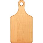 Flat maple paddle cutting board with handle, 13 1/2 by 7 inches, unengraved