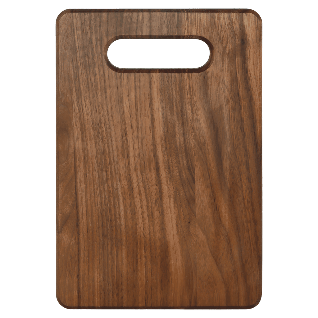 Flat walnut cutting board, 9 by 6 inches, unengraved