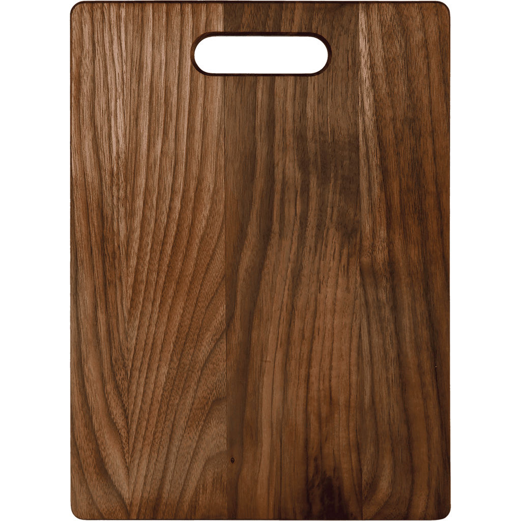 Flat walnut cutting board, 13 3/4 by 9 3/4 inches, unengraved