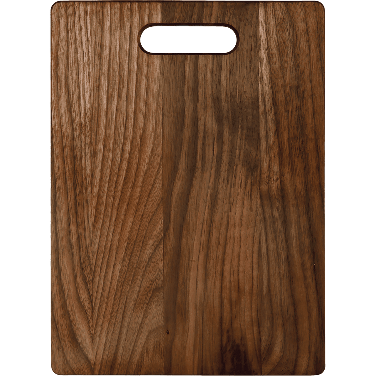Flat walnut cutting board, 13 3/4 by 9 3/4 inches, unengraved