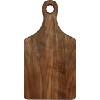 Flat walnut paddle cutting board with handle, 13 1/2 by 7 inches, unengraved