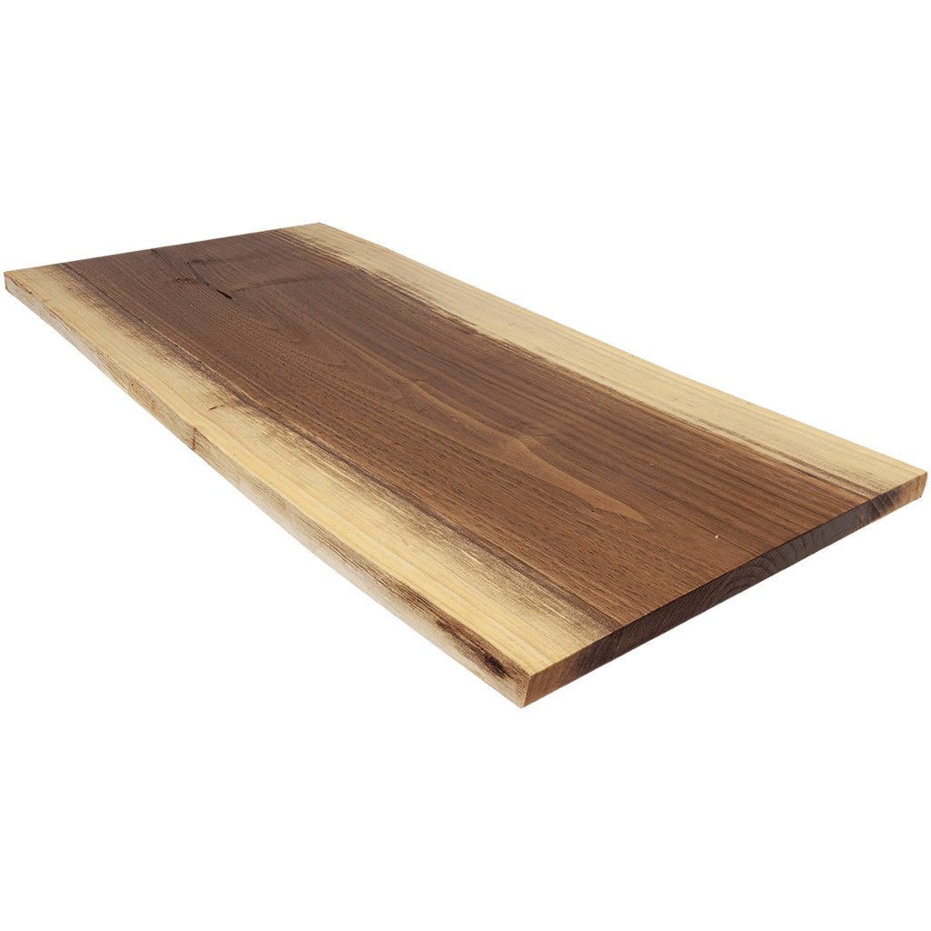 Angled view of the 18 by 8 live edge walnut board