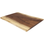 Angled view of the 11 1/2 by 8 3/4 live edge walnut board