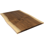 Angled view of the 13 3/4 by 9 3/4 live edge walnut board