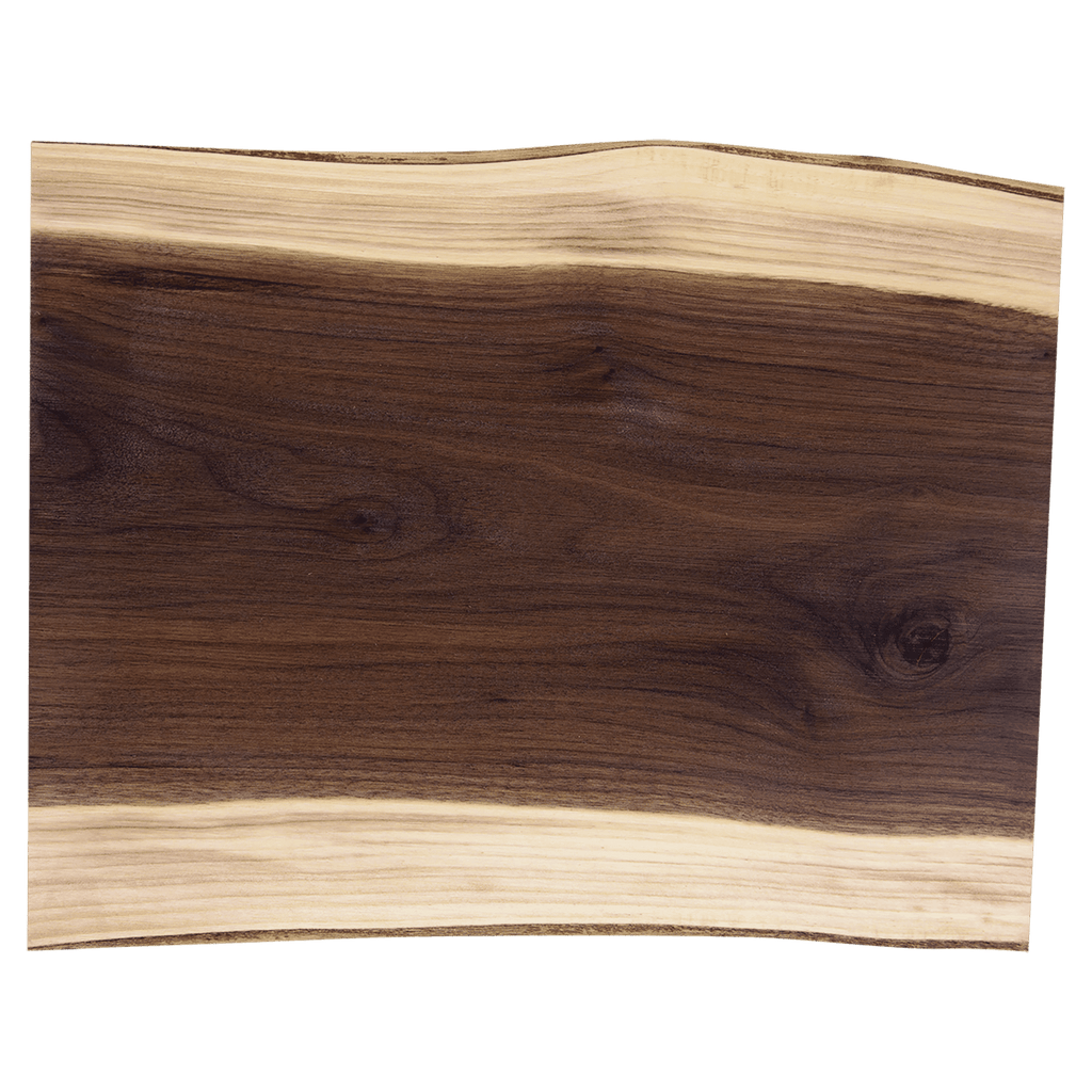 Live edge black walnut charcuterie board, 15 by 11 1/2 inches, unengraved