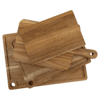 Acacia cutting boards stacked, alternate angle