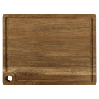 Acacia cutting board with juice groove and corner hang hole, 11 1/2 by 8 3/4 inches, unengraved