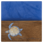 Square acacia wood coaster with blue pearl resin inlay