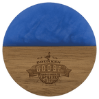 Round acacia wood coaster with blue pearl resin inlay