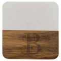 Square acacia wood coaster with white marble inlay