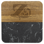 Square acacia wood coaster with black marble inlay