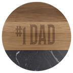 Round acacia wood coaster with black marble inlay