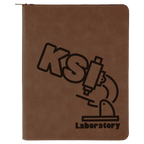 Dark Brown leatherette portfolio with zipper and notepad