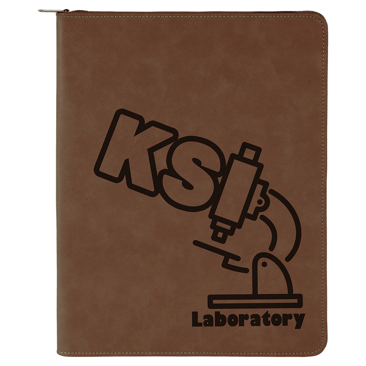 Dark Brown leatherette portfolio with zipper and notepad