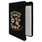 Black/Gold leatherette portfolio with zipper and notepad
