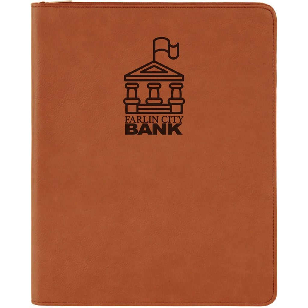 Rawhide leatherette portfolio with zipper and notepad