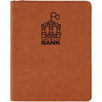 Rawhide leatherette portfolio with zipper and notepad