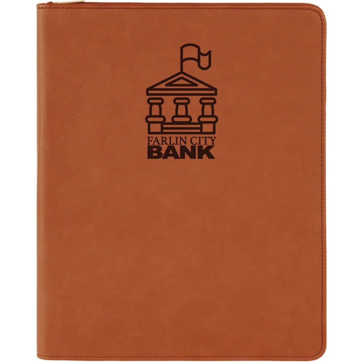 Rawhide leatherette portfolio with zipper and notepad