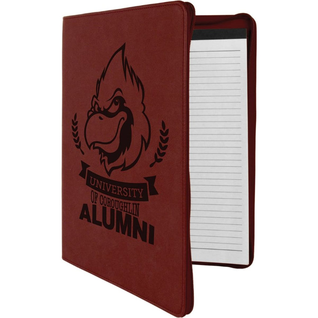 Rose leatherette portfolio with zipper and notepad