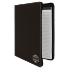 Black/Silver leatherette portfolio with zipper and notepad