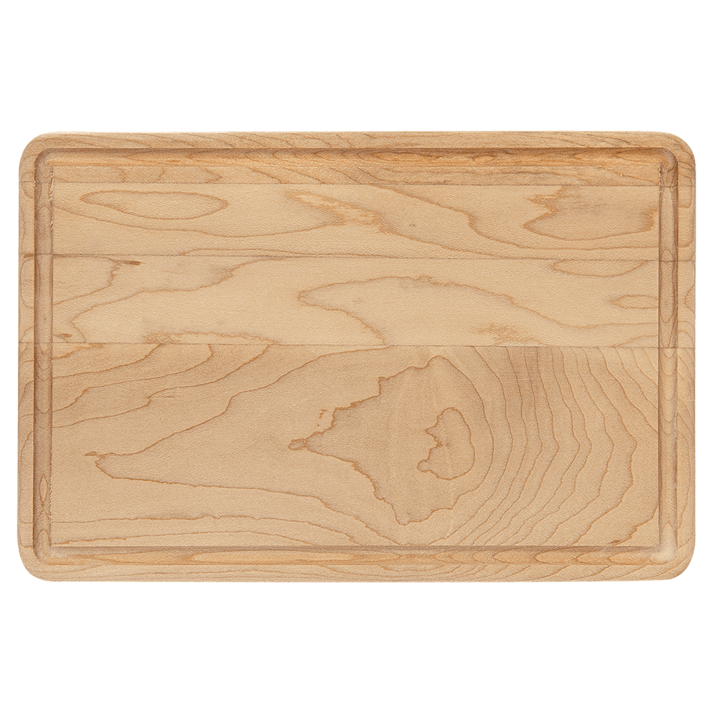 Maple cutting board with juice groove, 9 by 6 inches, unengraved