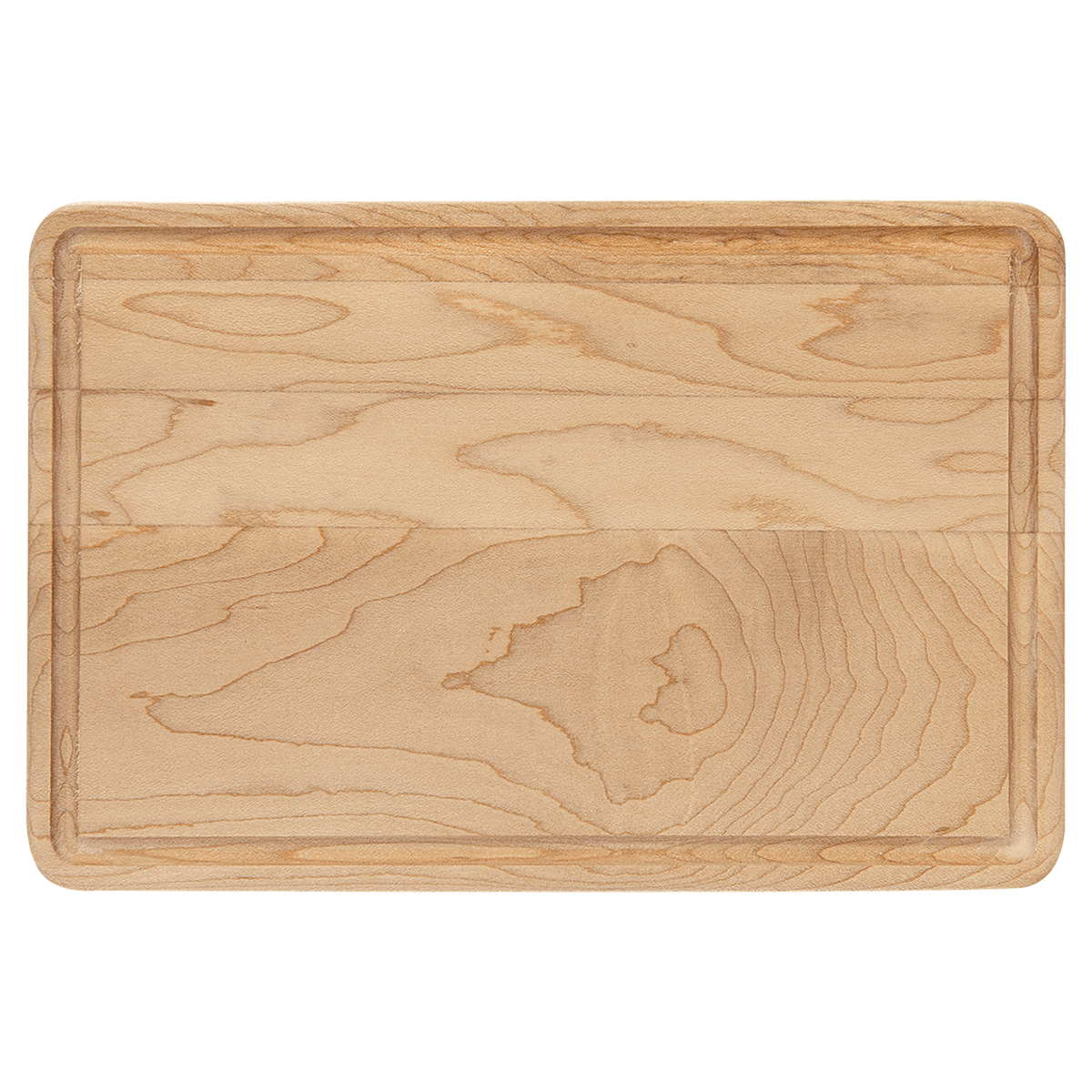 Maple cutting board with juice groove, 9 by 6 inches, unengraved