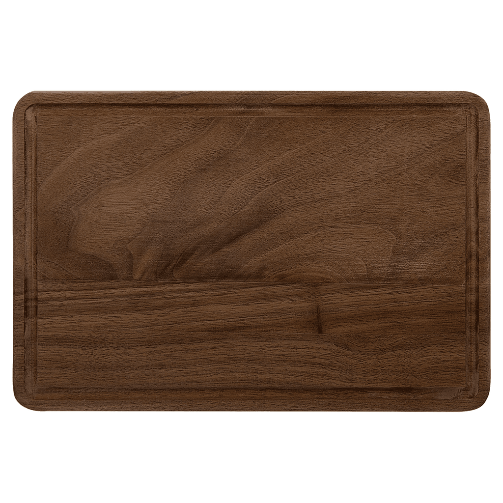 Walnut cutting board with juice groove, 9 by 6 inches, unengraved