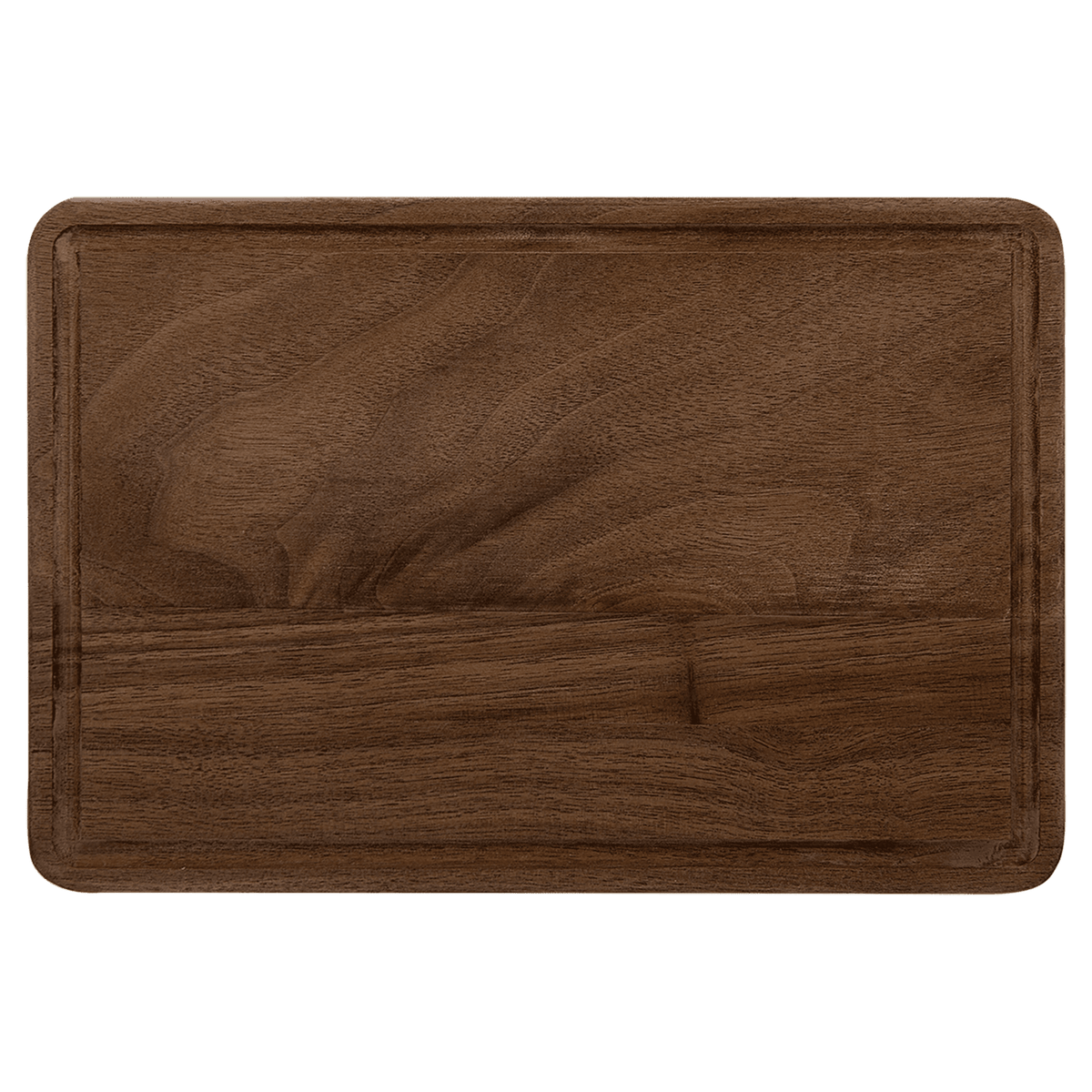 Walnut cutting board with juice groove, 9 by 6 inches, unengraved